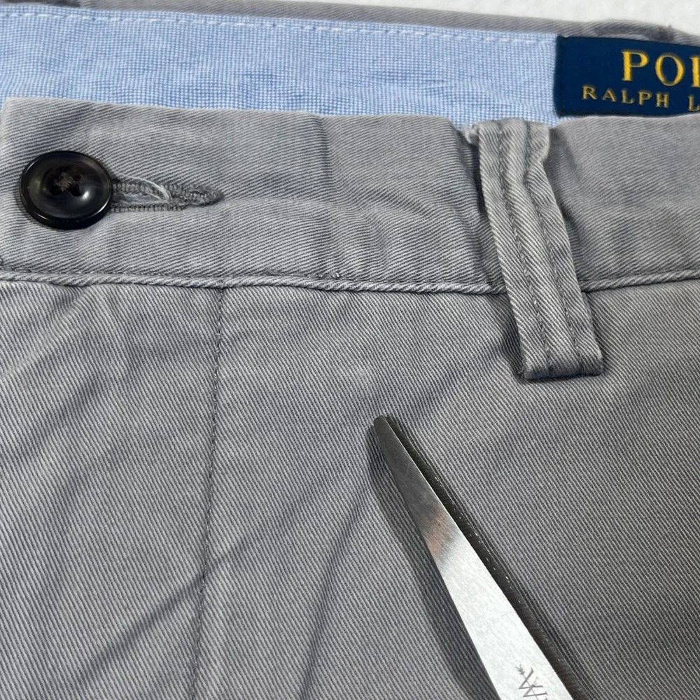 Polo Ralph Lauren Chino Pants Grey Stretch Straight Fit Preppy Office Ivy 30x32